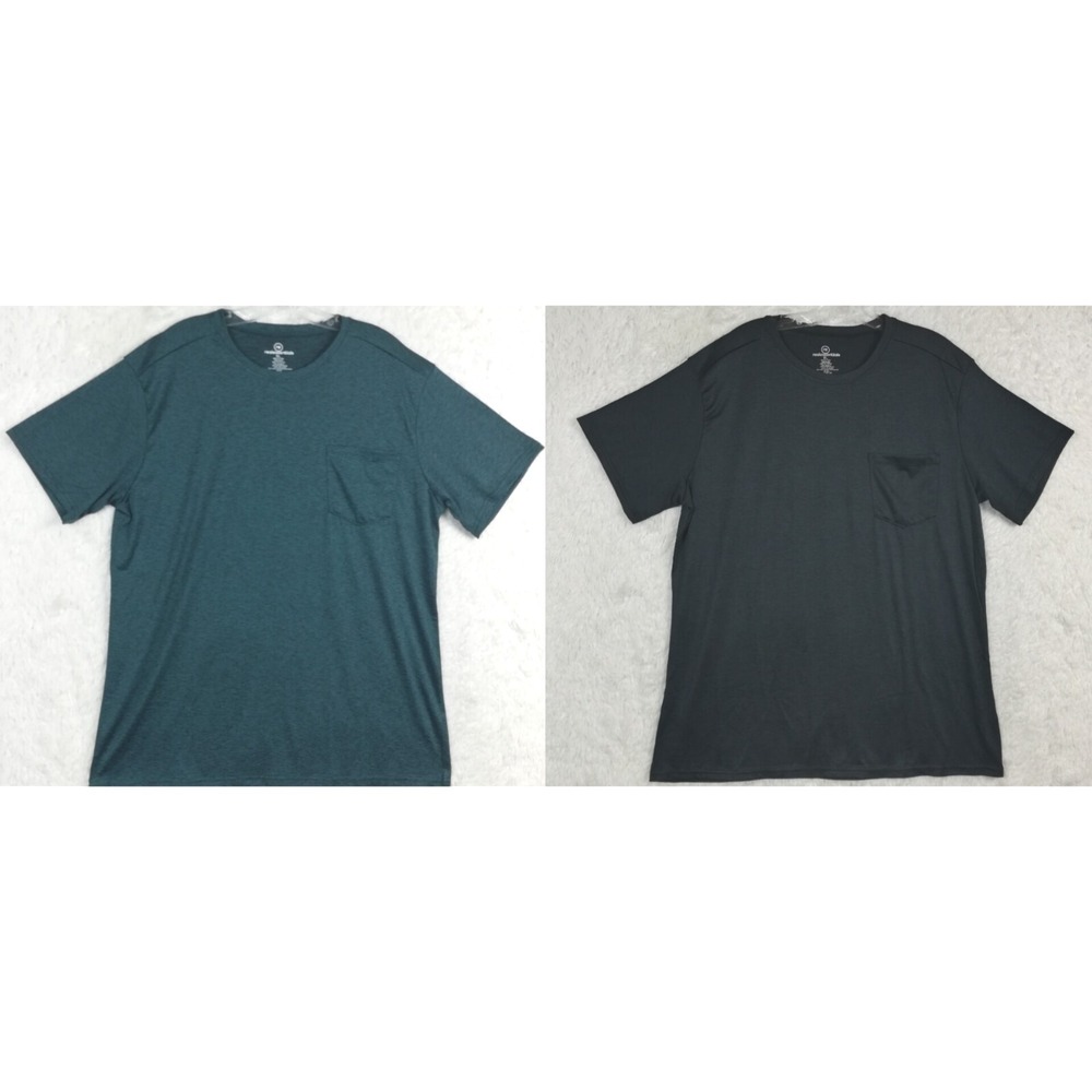 Real Essentials Mens T-Shirt 2 Pack Set Short Sleeve‎ Tee Navy Teal Heather XL
